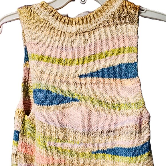 Pilcro sz M Crew Neck Knitted Tank Top Pastel Multi Sleeveless Sweater Vest - Picture 4 of 8